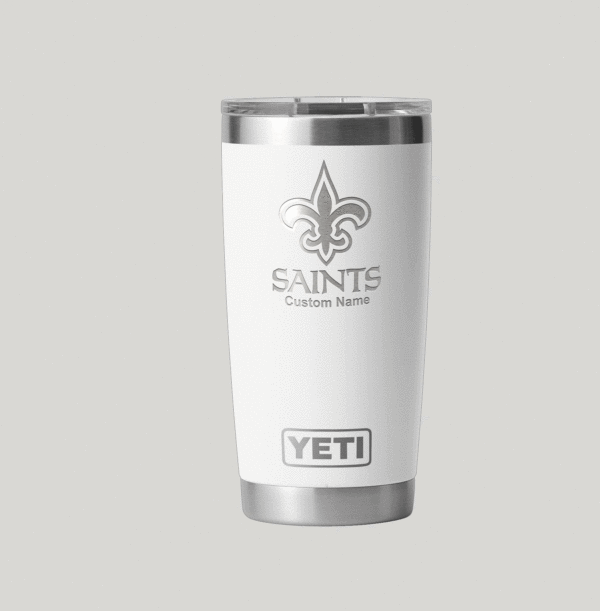Personalized New Orleans Saints Yeti 20 oz Rambler Tumbler - Image 2