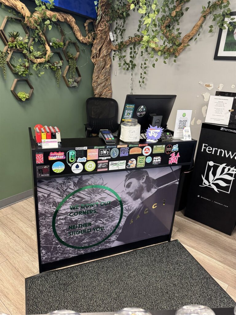Finished custom vinyl counter wrap at Yeti Greenery in Jamestown NY