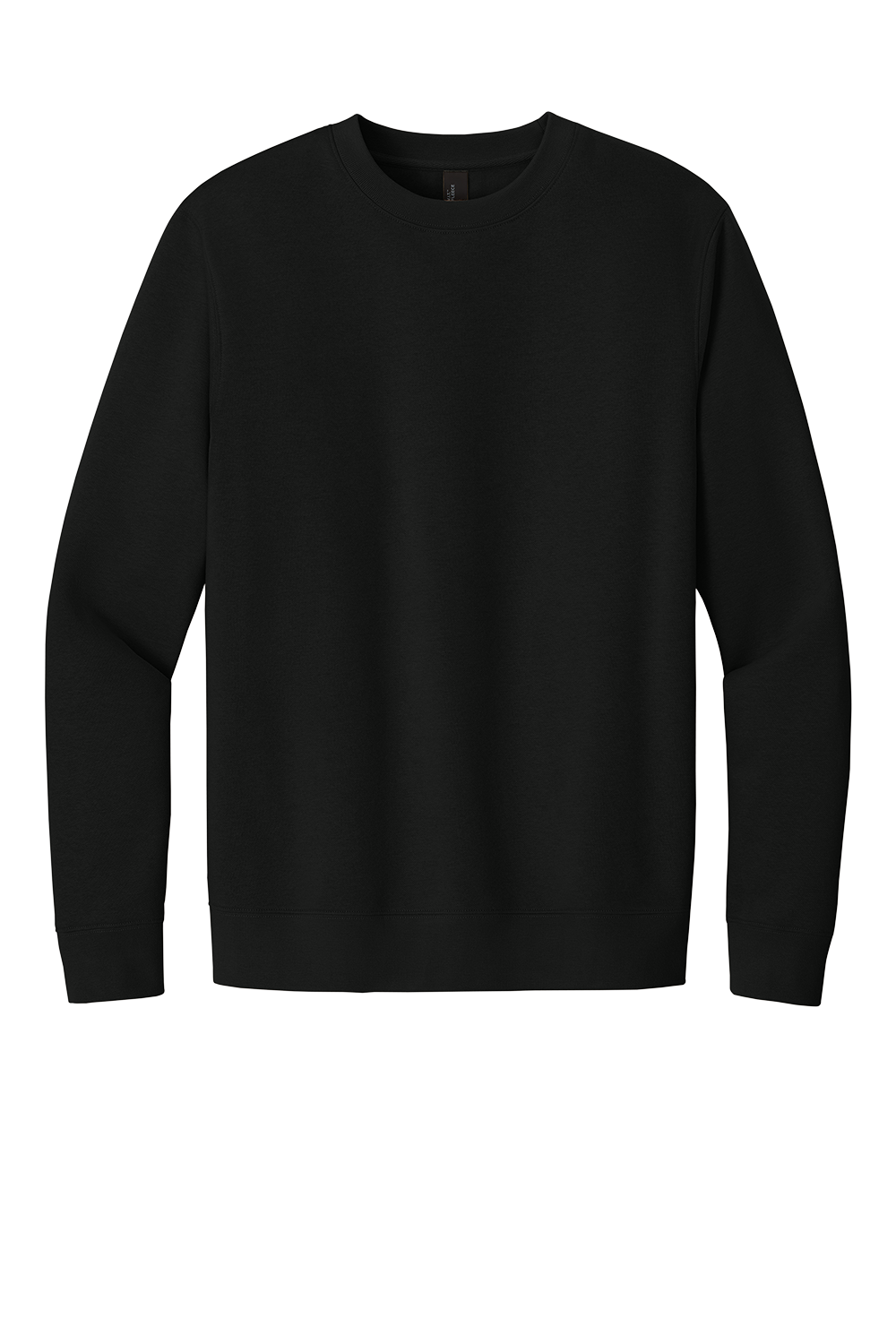 District crewneck showing where your custom left-chest logo goes