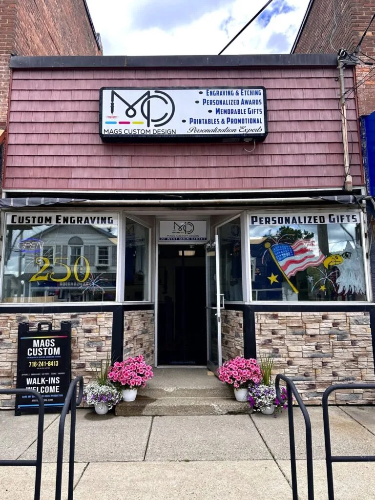 Mags Custom shop interior in Frewsburg, NY: custom printing, laser engraving, and branding services