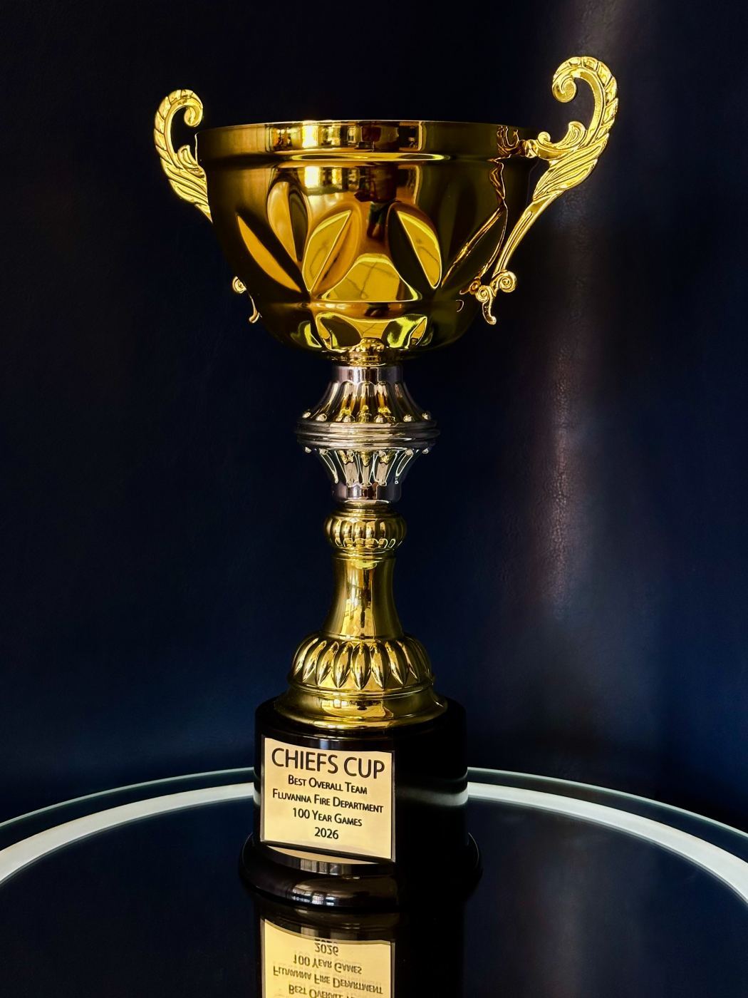 Chiefs Cup Best Overall Team gold trophy for Fluvanna Fire Department 100 Year Games 2026