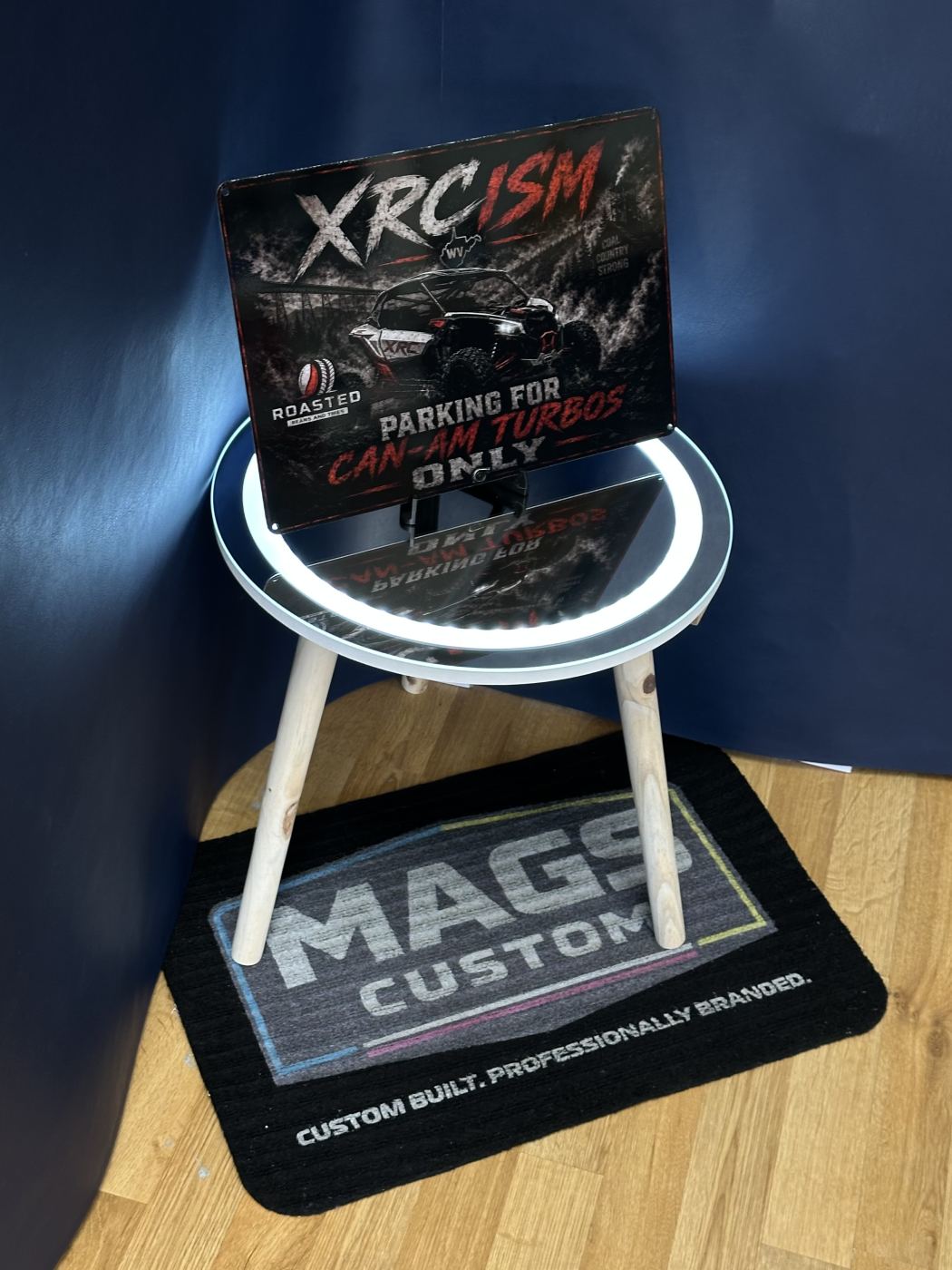 Custom metal sign for XRCism, Parking for Can-Am Turbos Only, by Roasted Beans Tires, Mags Custom