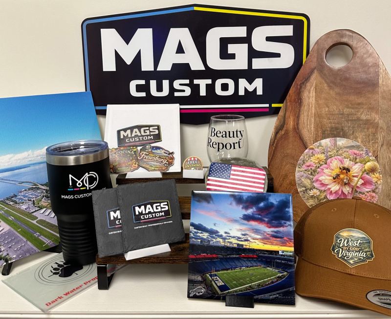 Mags Custom business branding display — labels, stickers, and branded materials, Frewsburg NY