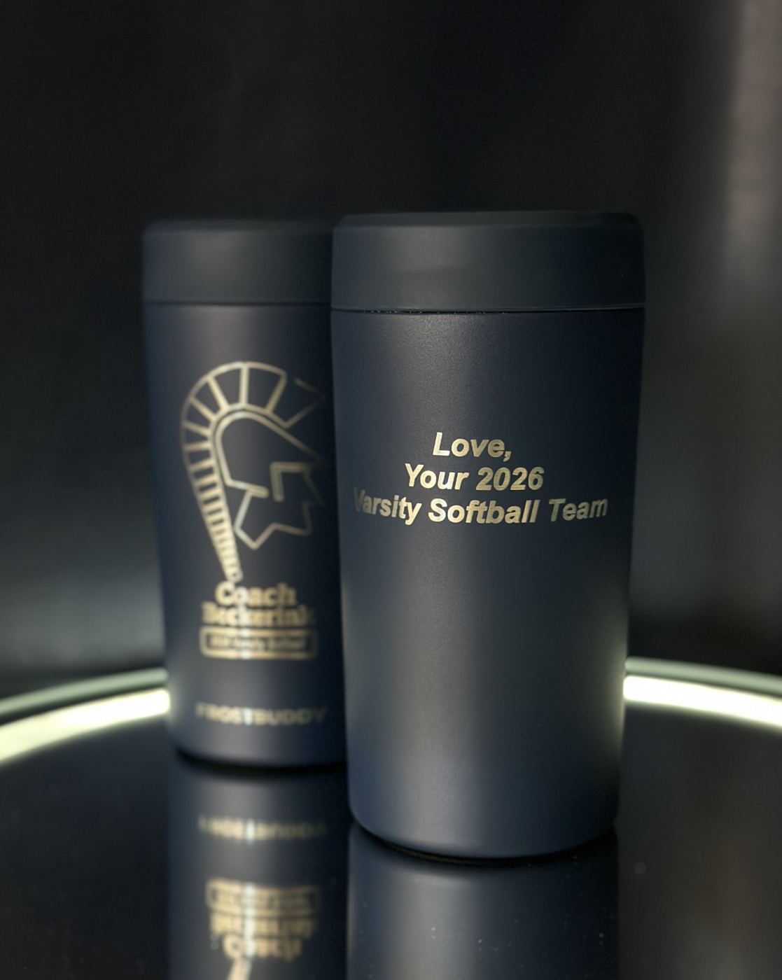 Laser engraved FrostBuddy tumblers