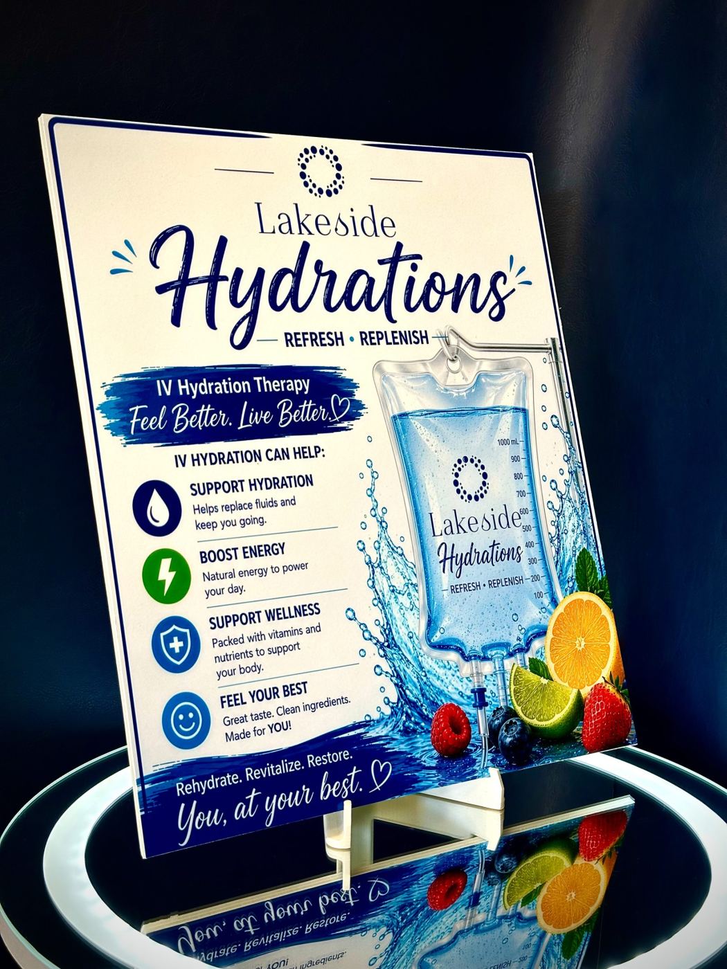 Lakeside Hydrations custom menu board sign by Mags Custom, Frewsburg NY